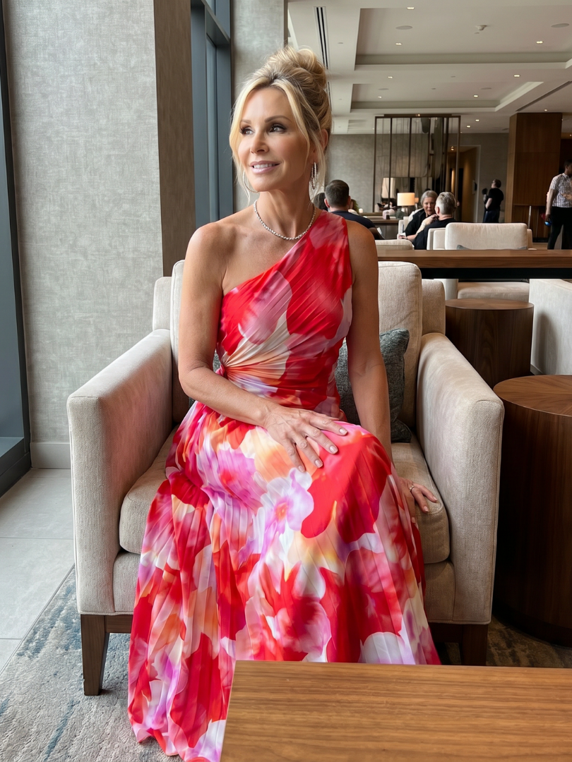 One Shoulder Floral Ruched Maxi Dress 5
