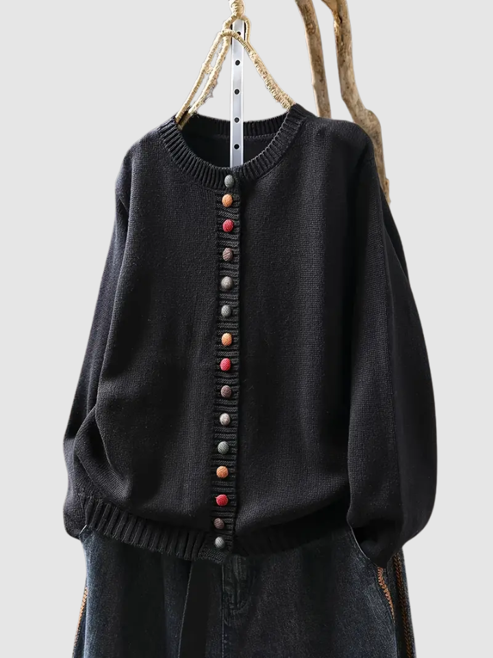 Crew Neck Long Sleeve Button Front Knit Cardigan 4