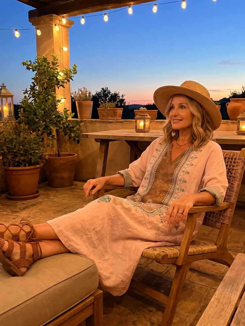 Medallion Print V-Neck Pocket Maxi Kaftan Dress 5