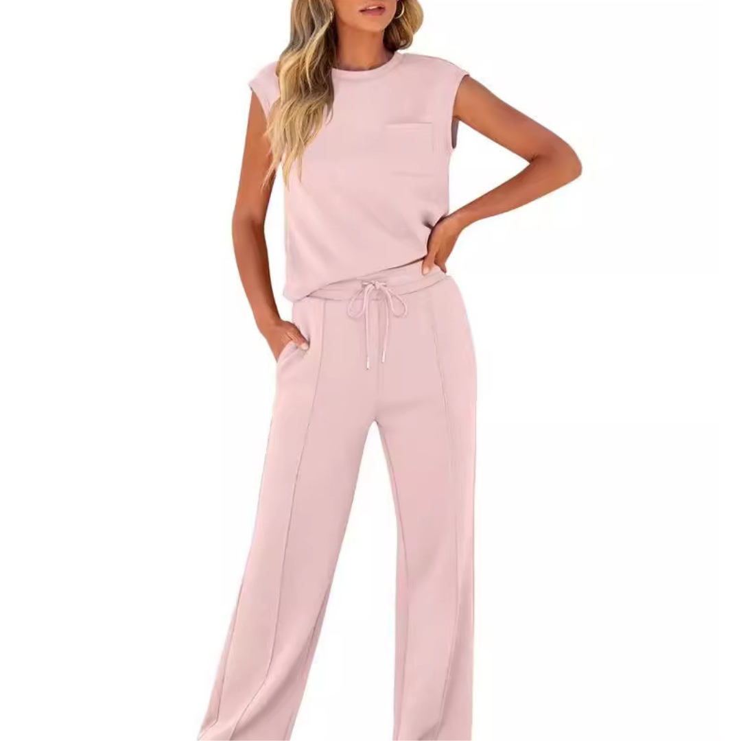 Cap Sleeve Top and Wide Leg Pants Two Piece Set 5