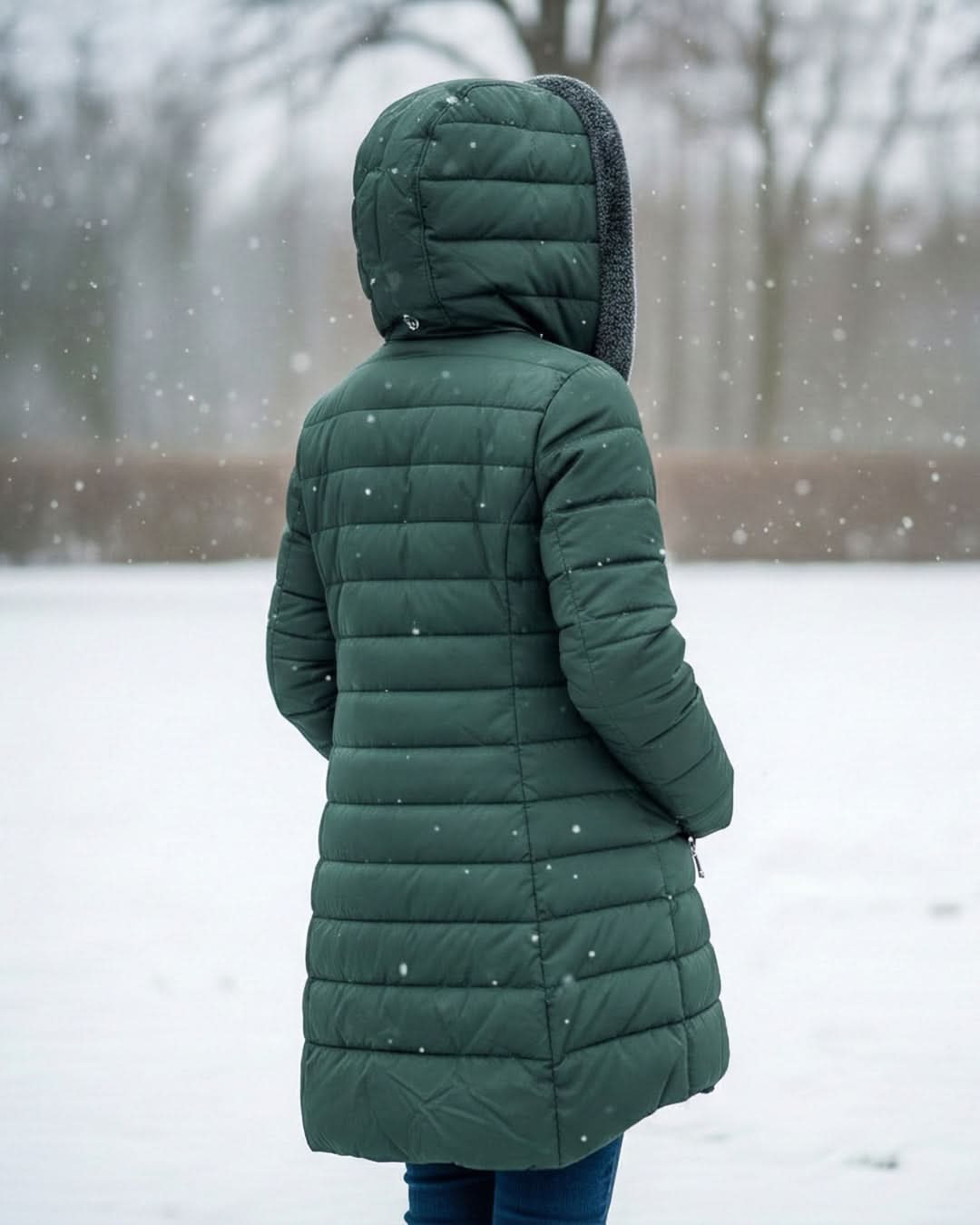 Hooded Faux Fur Lined Zip Front Longline Puffer Coat 7