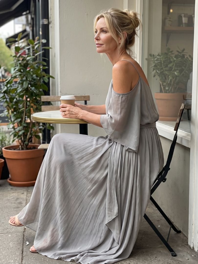 Cold Shoulder Cami Top and Tie Waist Maxi Skirt Two Piece Set 5