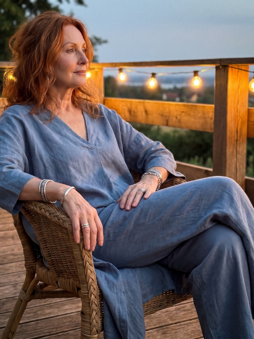 V-Neck Tunic Top and Wide Leg Pants Two Piece Set 9