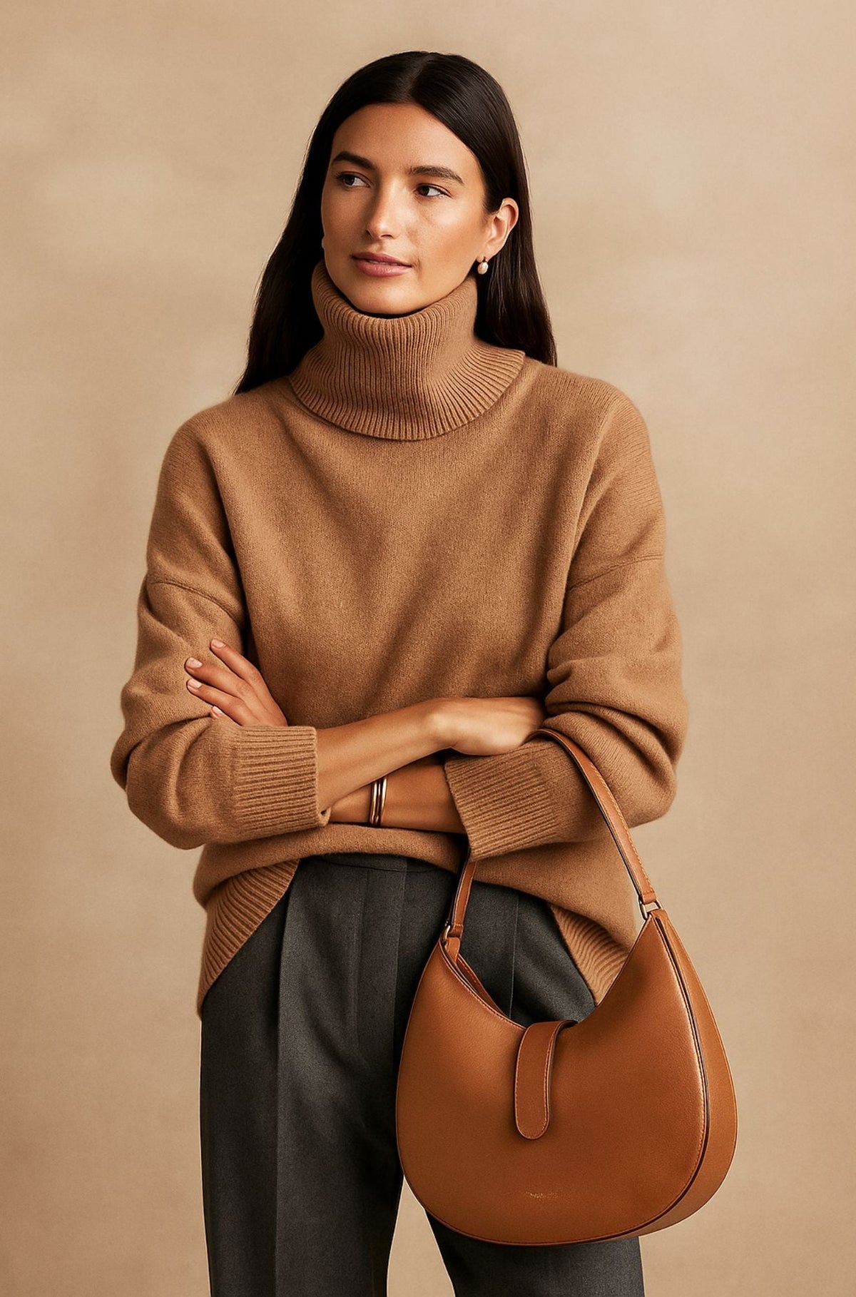 Oversized Turtleneck Drop Shoulder Sweater 5