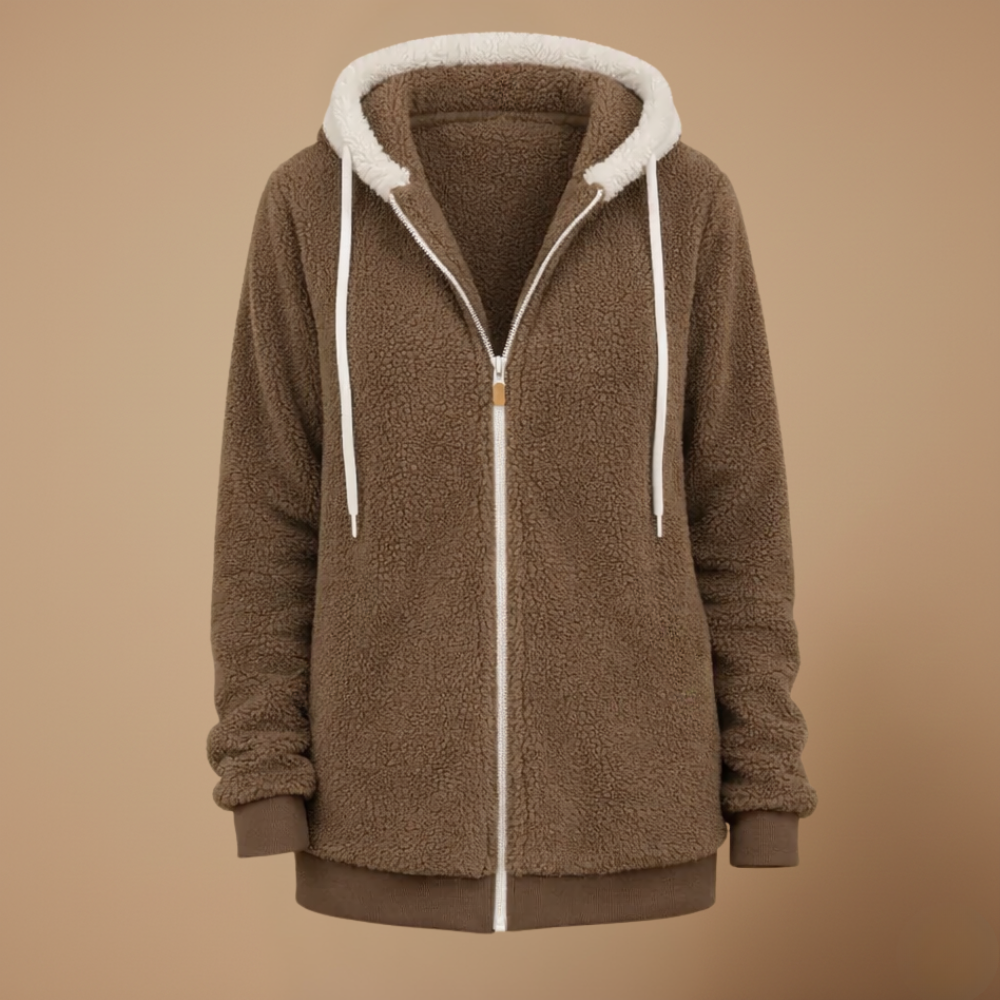 Hooded Zip Front Sherpa Fleece Jacket 21