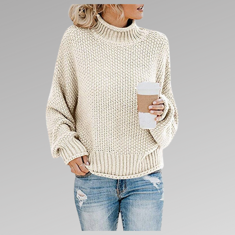 Turtleneck Drop Shoulder Chunky Knit Oversized Sweater 8