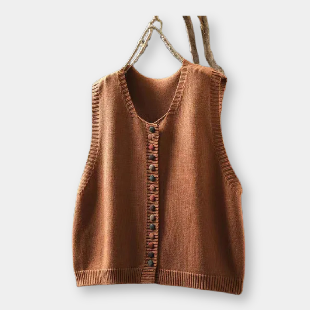 Round Neck Button Front Knit Sweater Vest 4