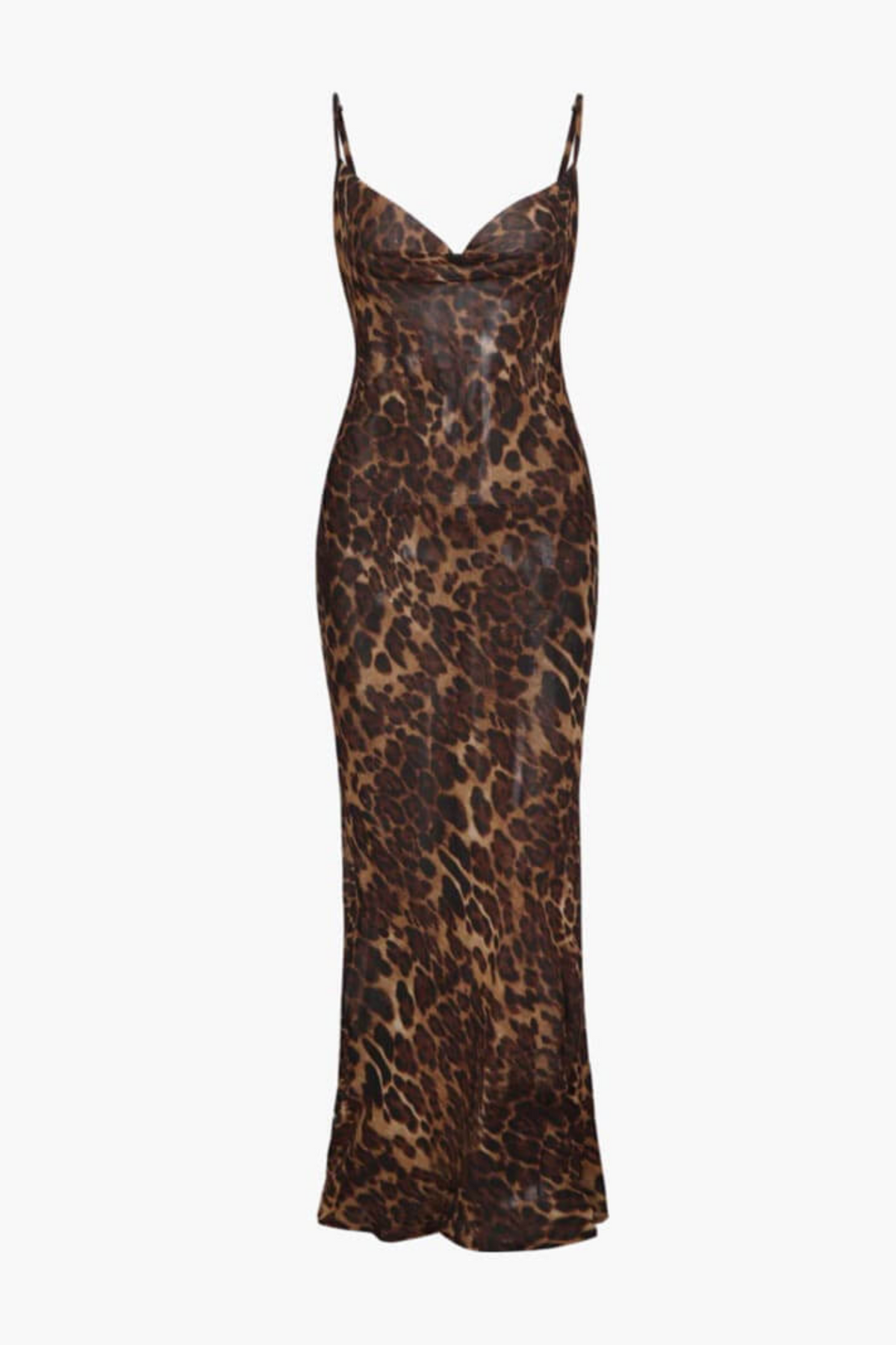 Leopard Print Spaghetti Strap Backless Slip Mermaid Hem Maxi Gown - View 3