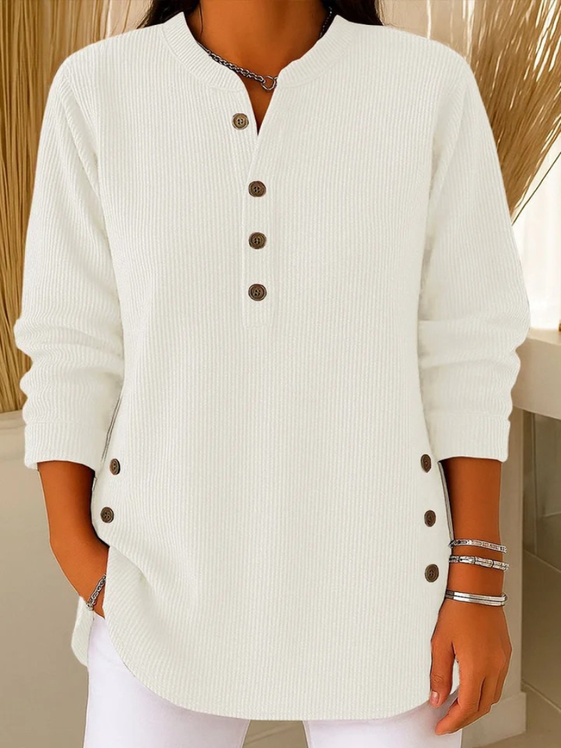 Button Henley Long Sleeve Ribbed Knit Tunic Top 5