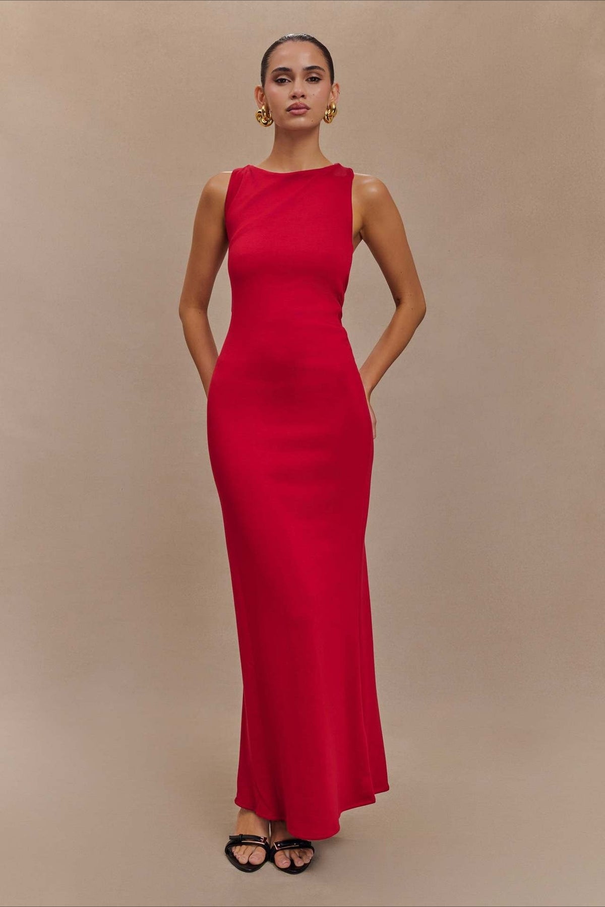 Sleeveless High Neck Column Bodycon Maxi Party Gown - View 4
