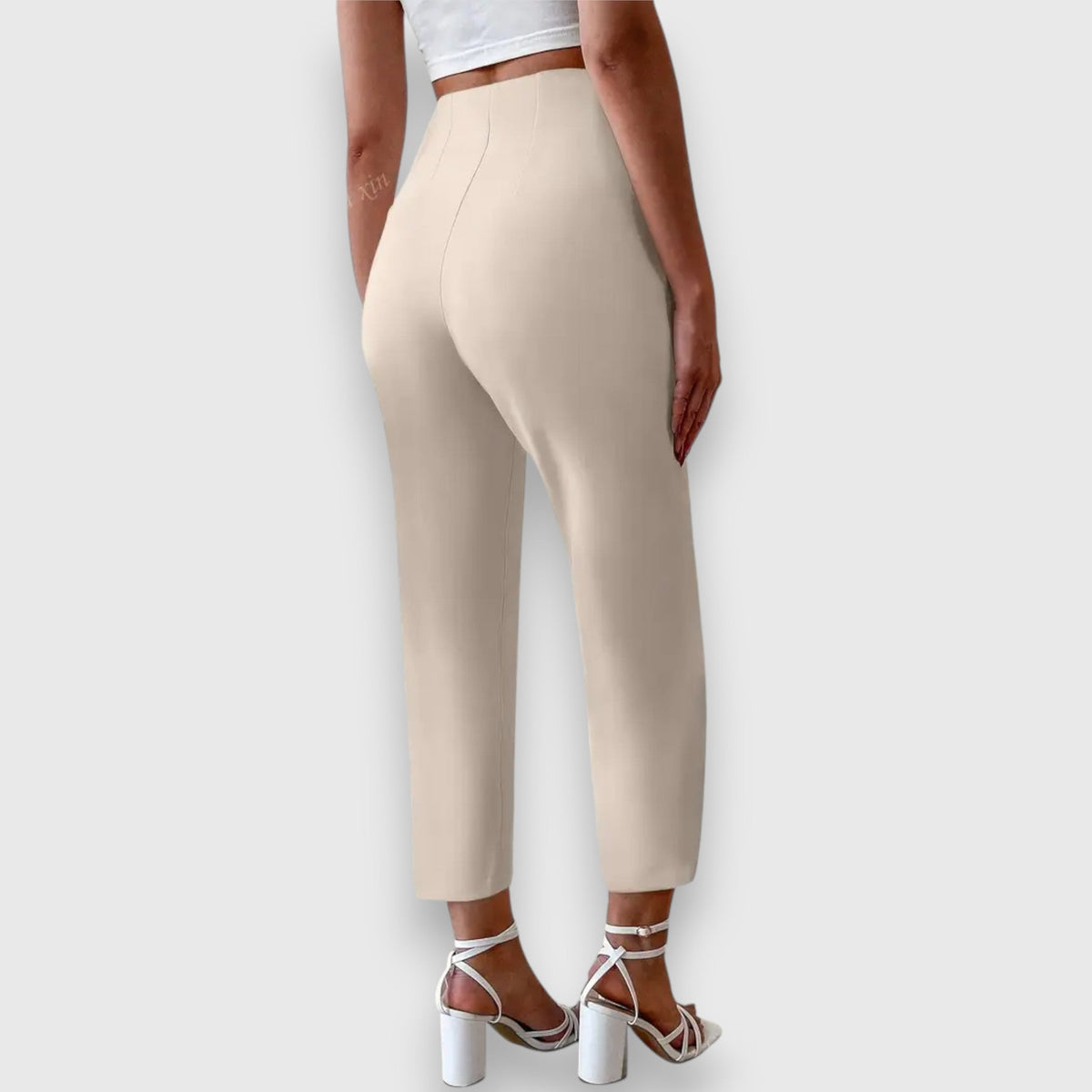 High Waist Pleated Front Tapered Trousers 2