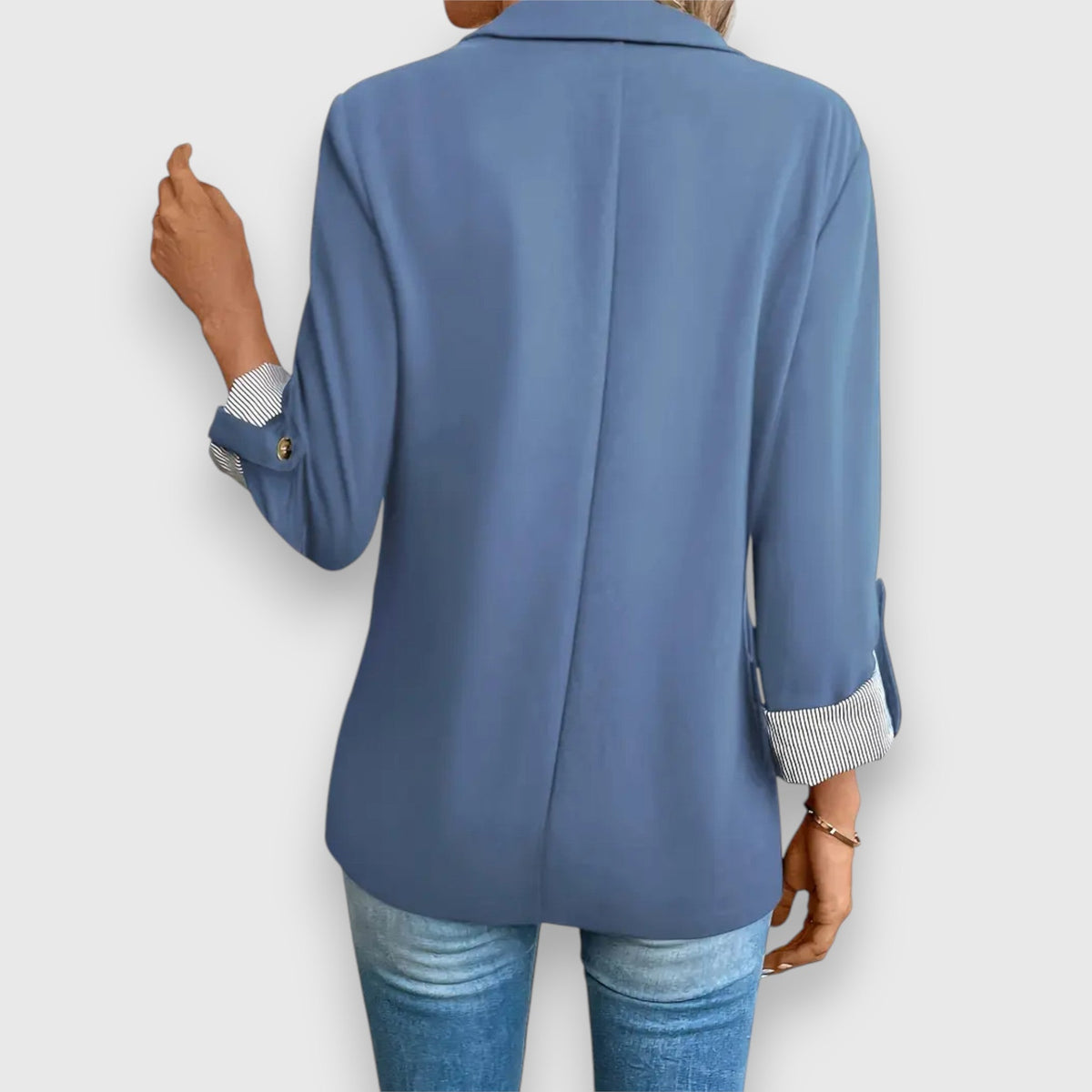 Notch Lapel Roll Up Sleeve Single Button Blazer 8