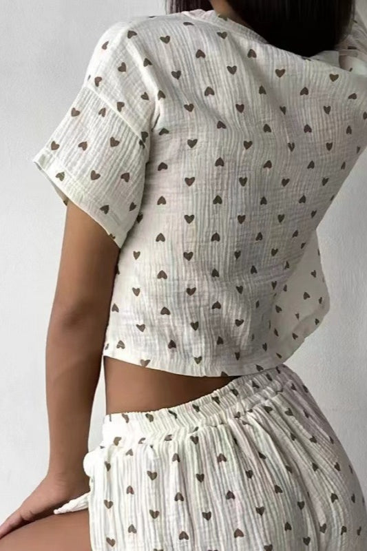 Love Print Lounge Tee Pajama Sets
