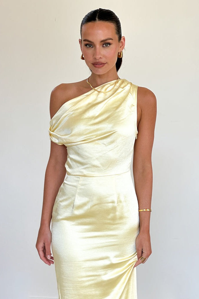 One Shoulder Cowl Neck Satin Maxi Dress 7