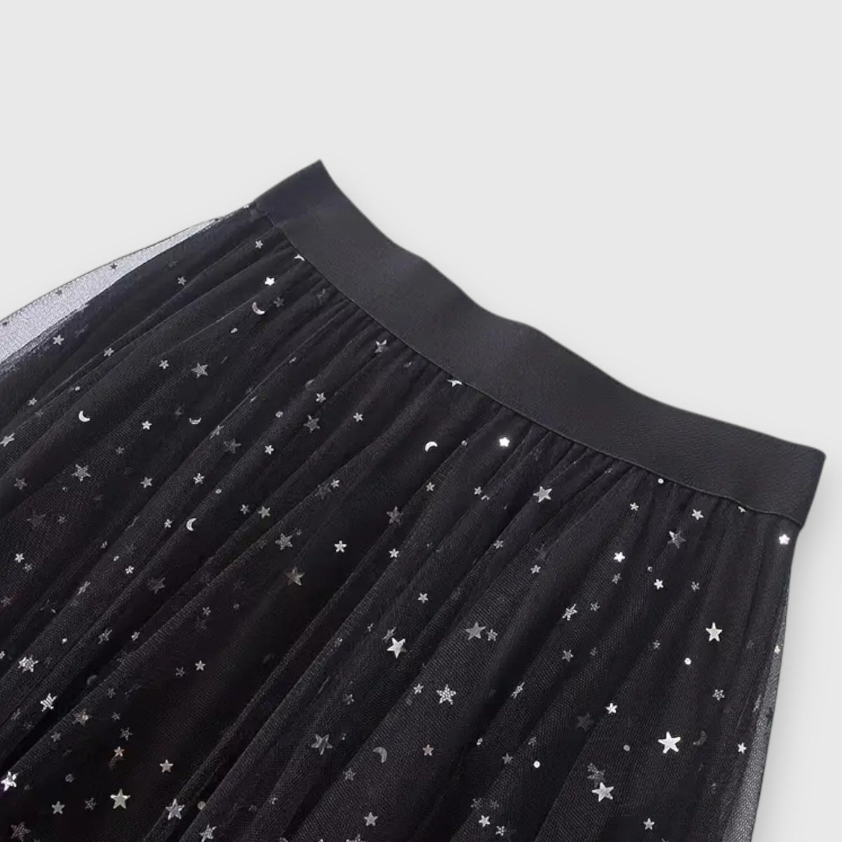 High Waist Star Sequin Handkerchief Hem Tulle Midi Skirt 4