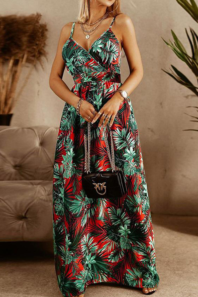 Boho Style Sleeveless Print Maxi Dress