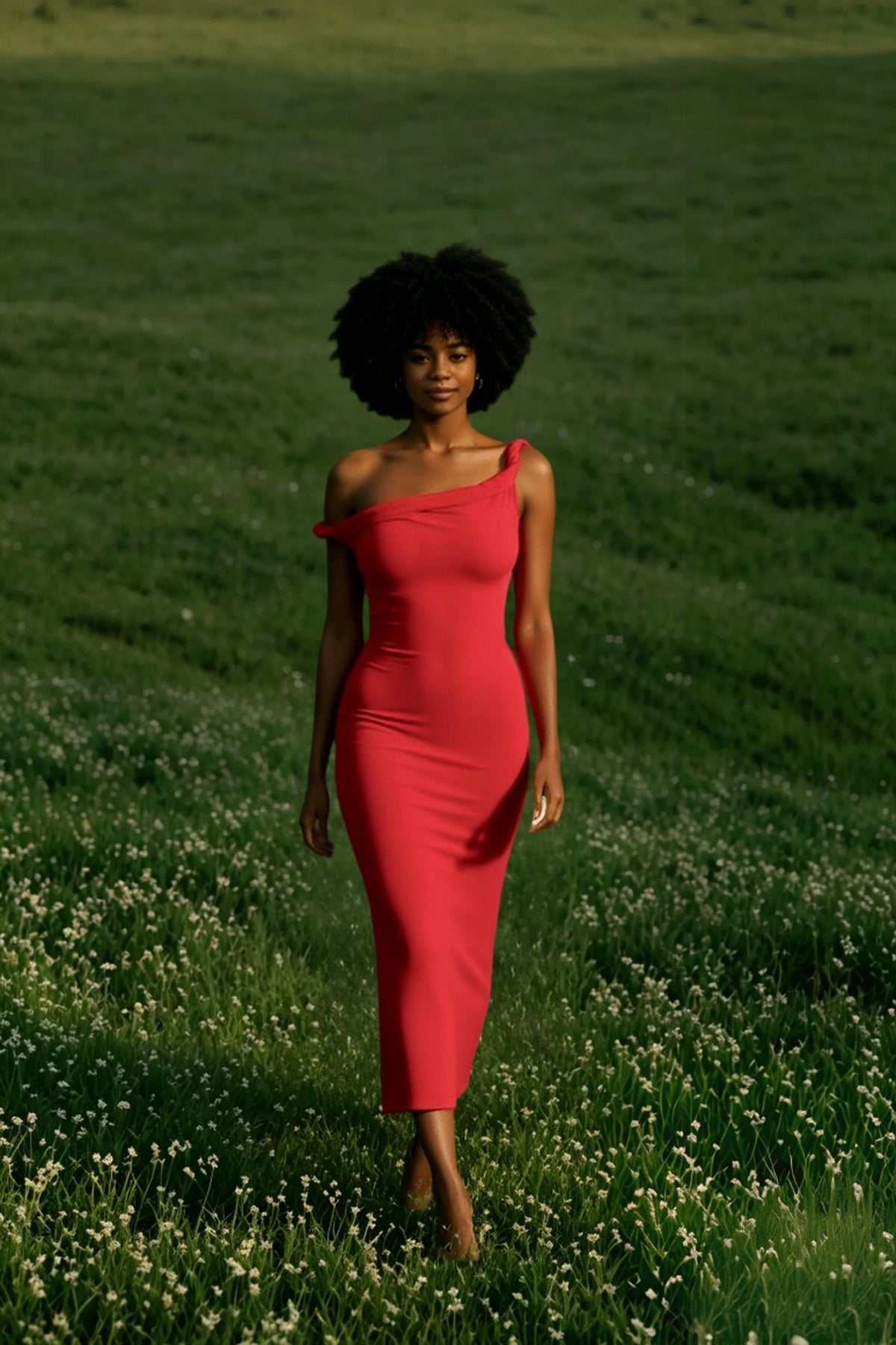 One Shoulder Bodycon Midi Party Dress
