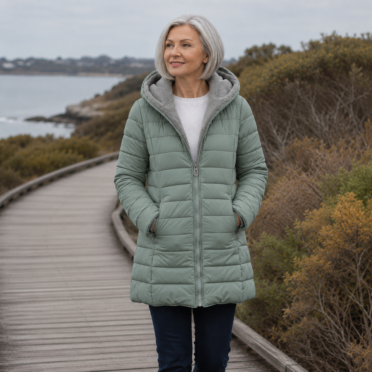 Faux Fur Hooded Quilted Longline Puffer Coat 12