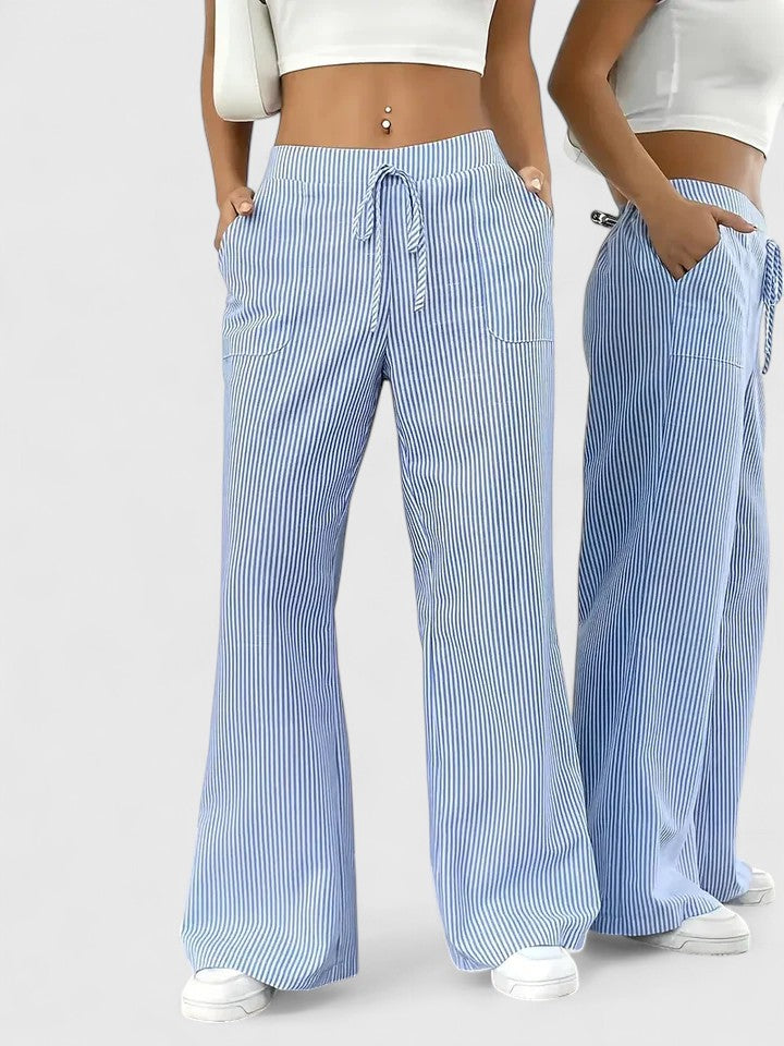 High Waist Striped Wide Leg Pants 15