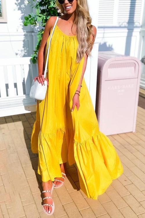 Spaghetti Strap V-Neck Tiered Ruffle Hem Maxi Dress - View 12