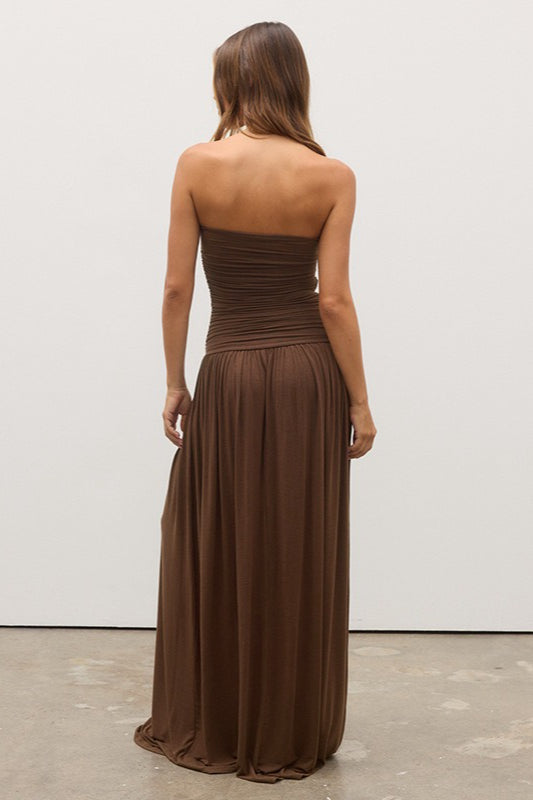 Strapless Ruched Flowy Maxi Formal Dress - View 9