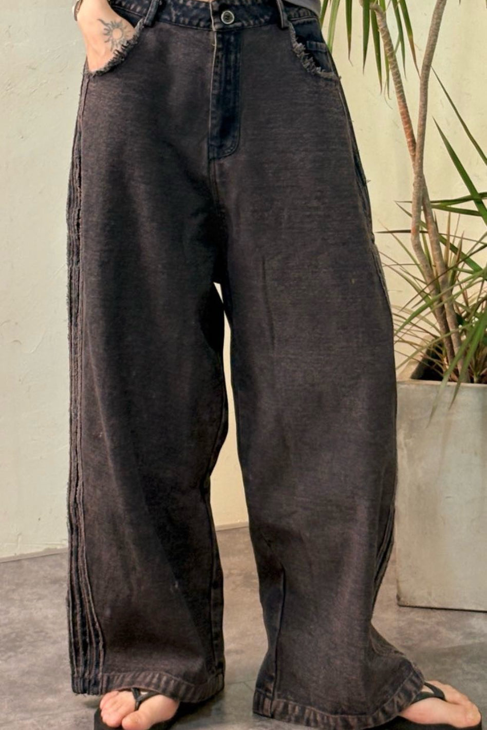 Striped Color Block Drawstring Loose Wide Leg Straight
