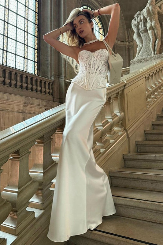 Lace Corset Sweetheart Strapless Mermaid Gown