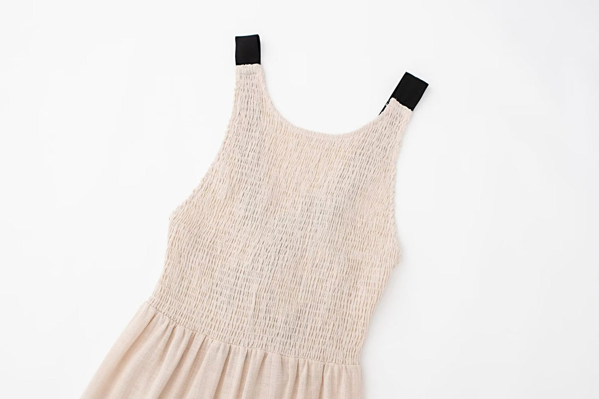 Wide Strap Smocked Round Neck Tiered Gathered Maxi Dress - View 4