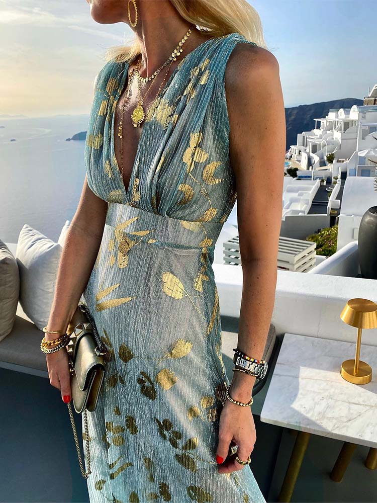 Women Deep V-Neck Maxi Party Dress - View 3