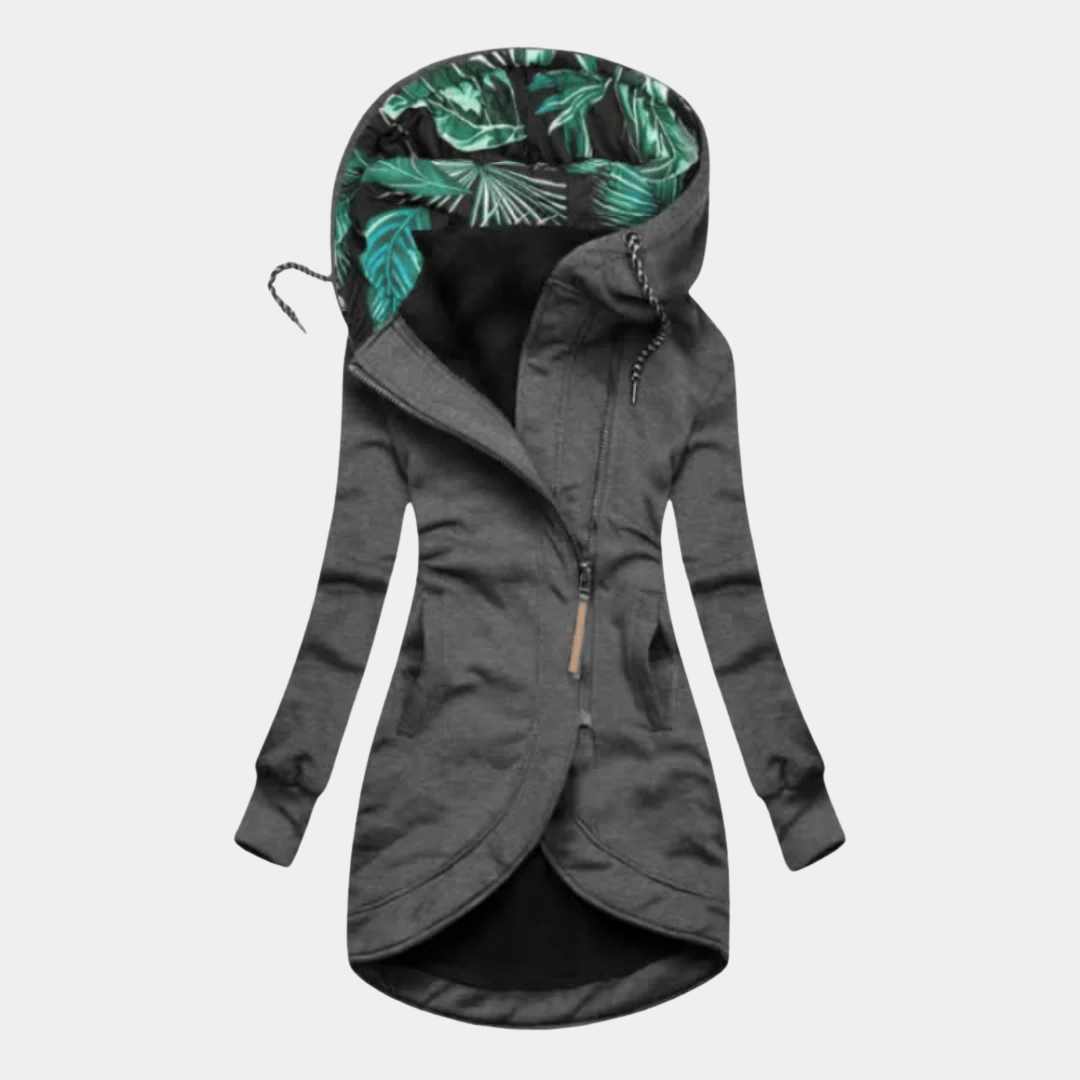 Hooded Zip Front Drawstring Longline Jacket 5