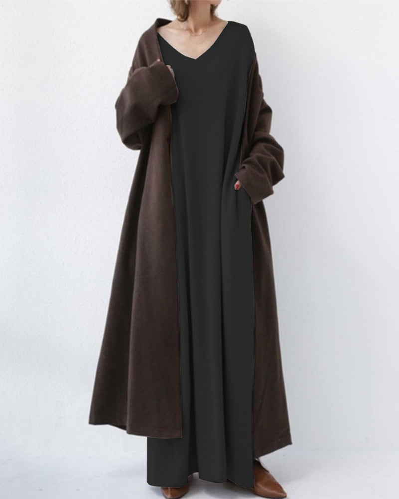 Long Sleeve Ribbed Knit Sweater Dress - View 6