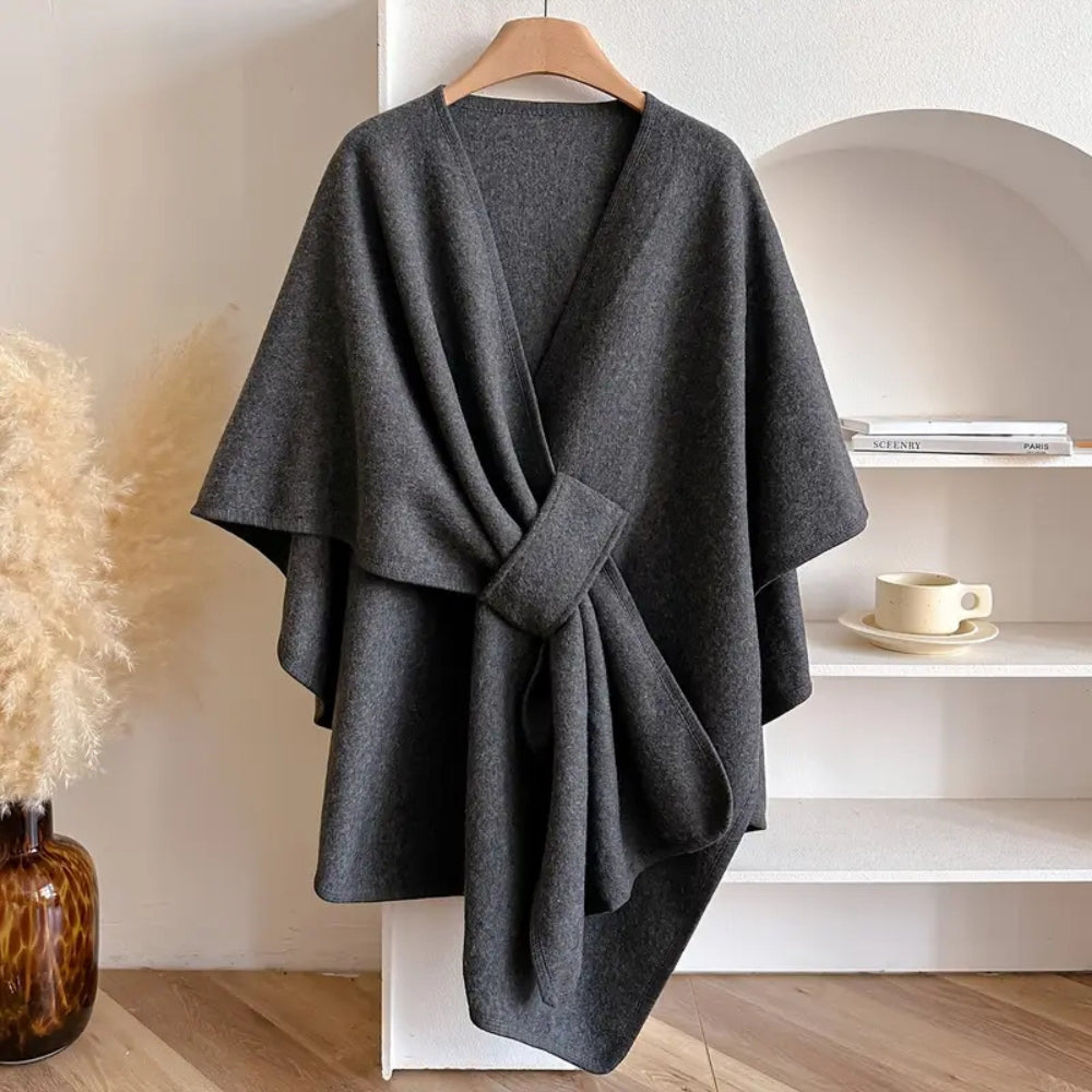 Open Front Draped Wrap Poncho Cape 6