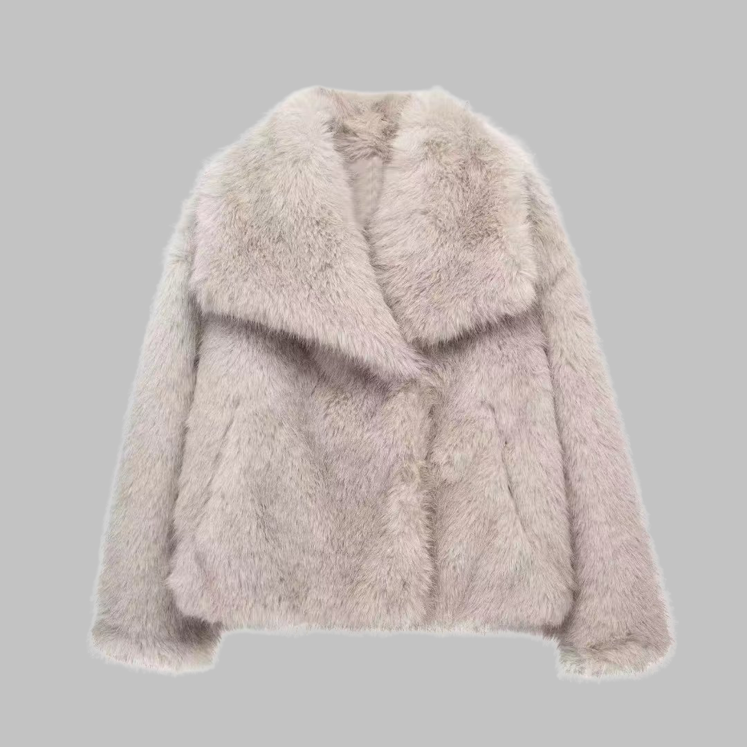 Oversized Collar Faux Fur Cropped Coat 3