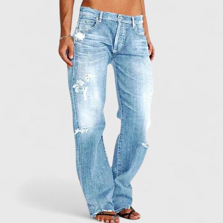 Distressed Ripped Raw Hem Straight Leg Jeans 5