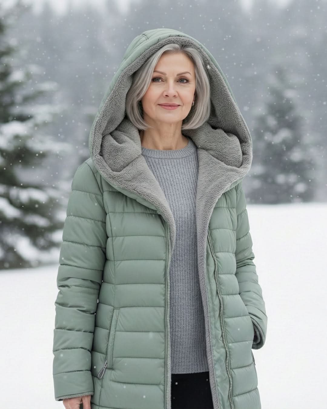 Hooded Faux Fur Lined Zip Front Longline Puffer Coat 13