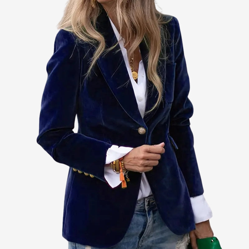 Velvet Single Breasted Blazer 2
