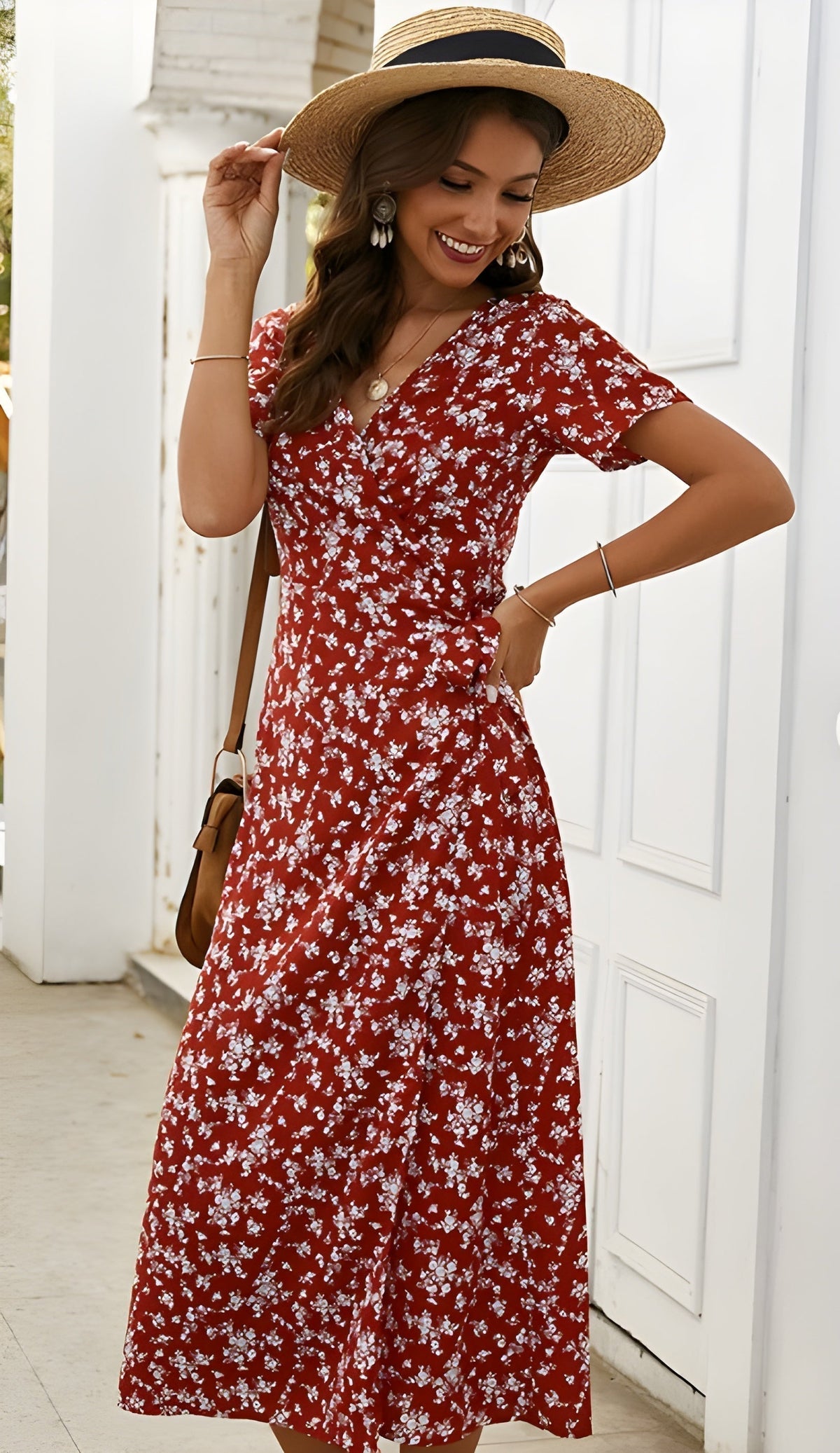 Ethnic Paisley Print V-Neck Long Sleeve Maxi Dress 4