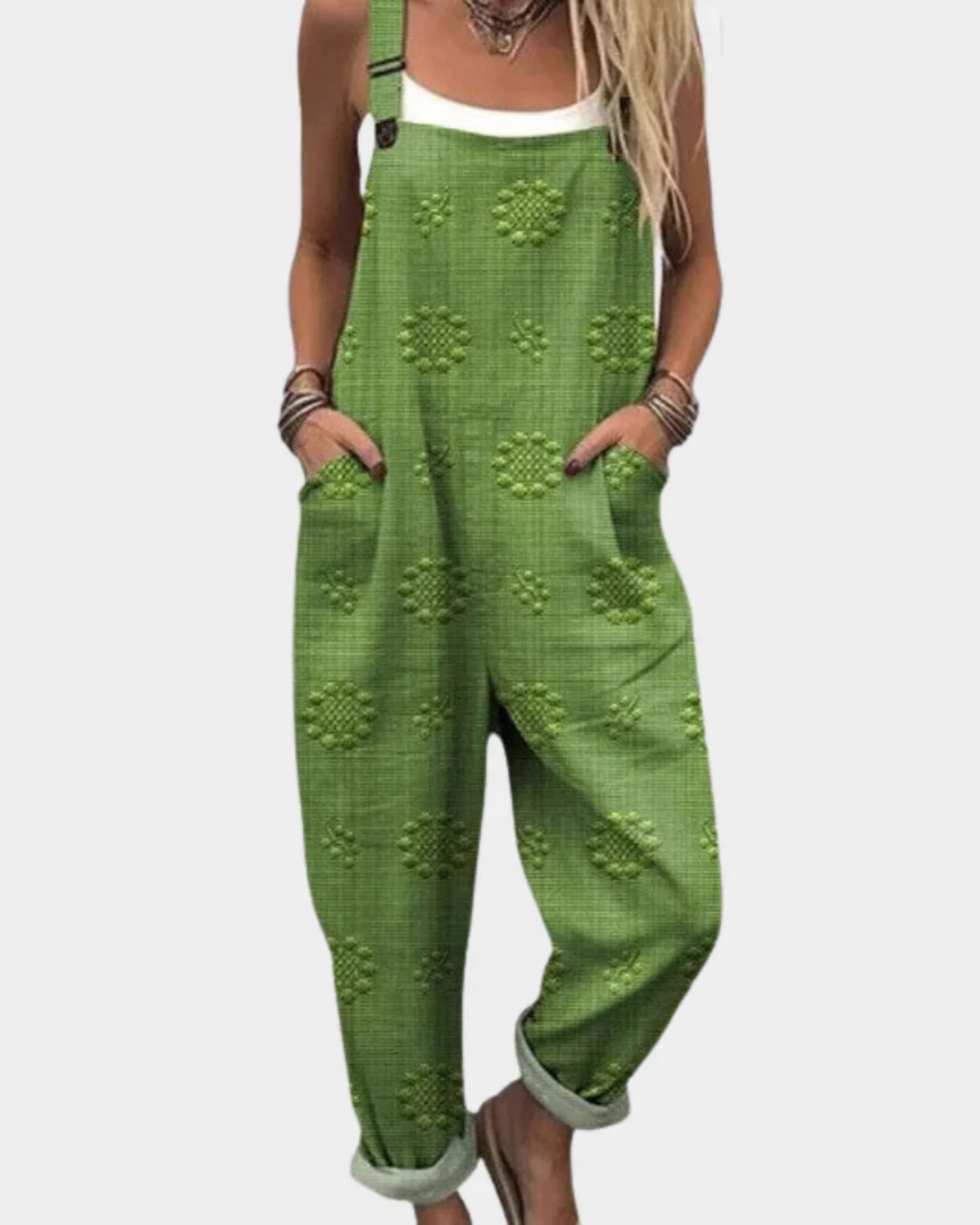 Wildflower Print Cuffed Leg Overall Jumpsuit with Pockets 4