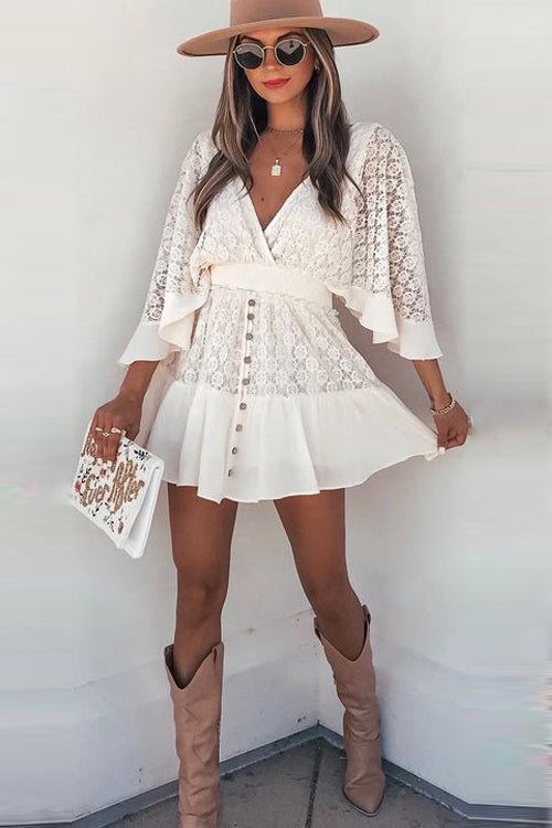 Dreamy Date Lace V-Neck Mini Dress