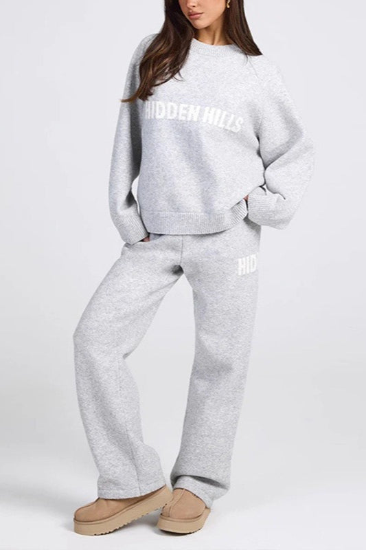 Hip Hop Street Style Sweater Pants Knit Set
