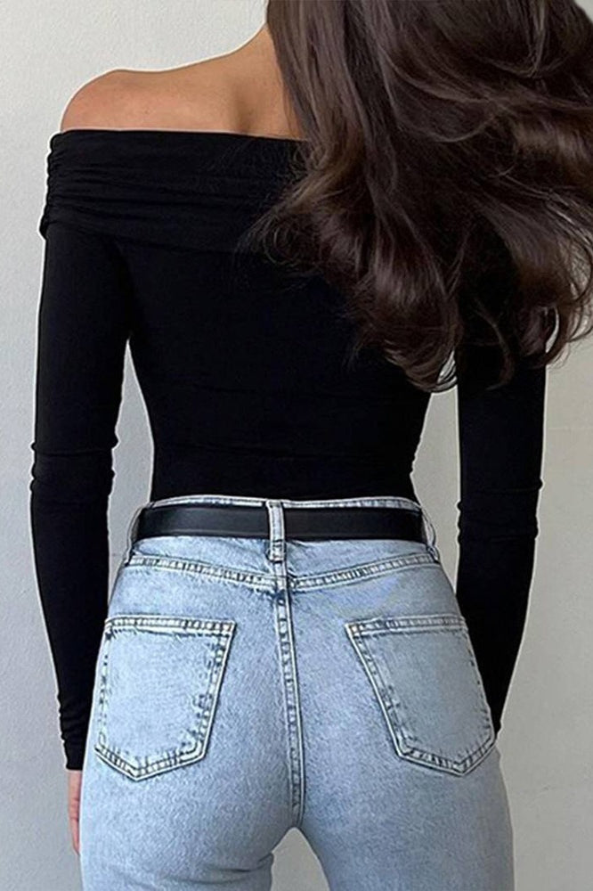 One Shoulder Long Sleeve Top