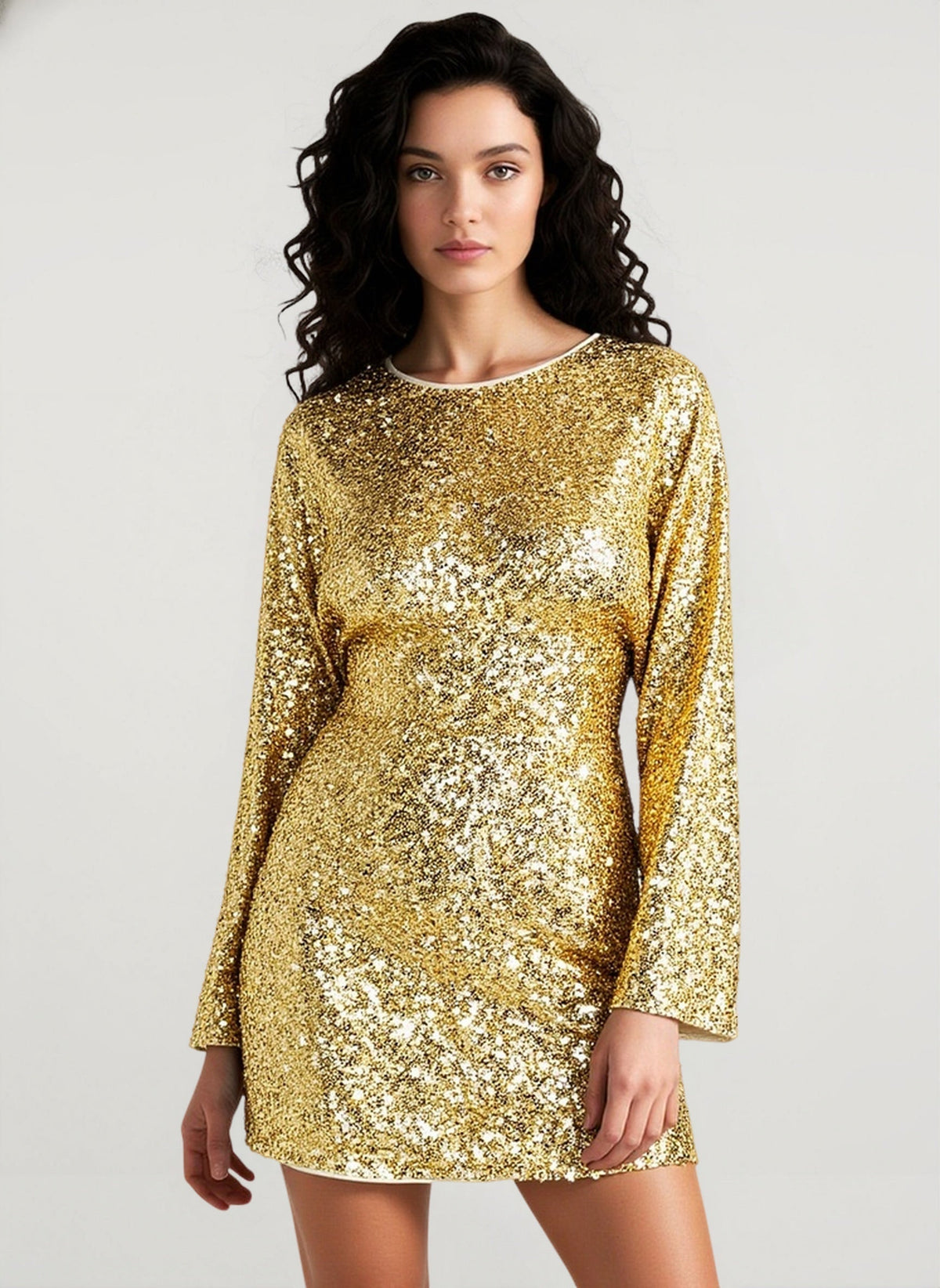 Sequin Long Sleeve Mini Dress