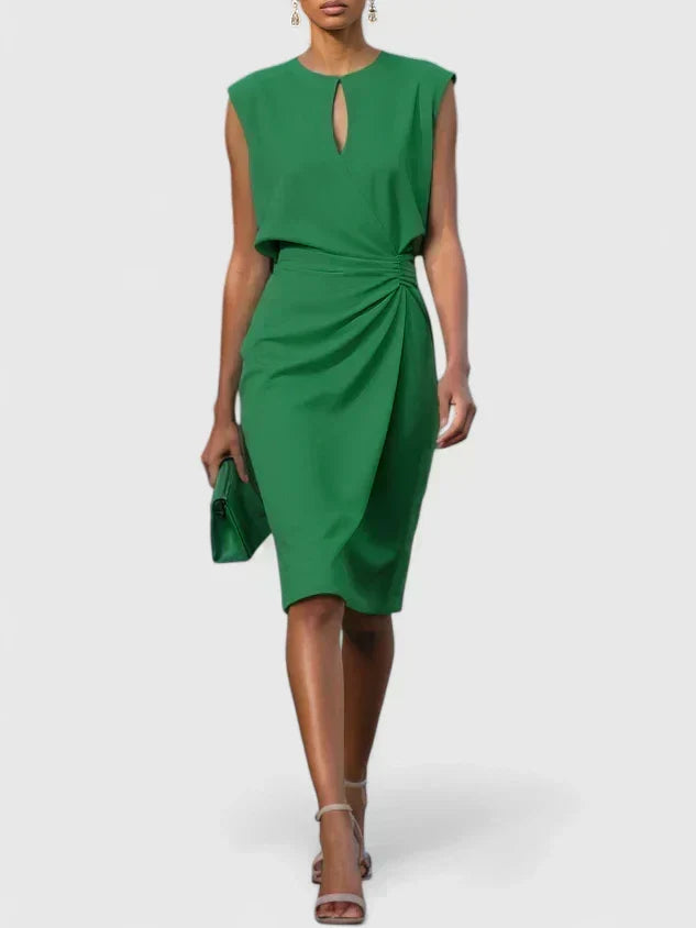 Keyhole Neck Sleeveless Ruched Bodycon Midi Dress 2