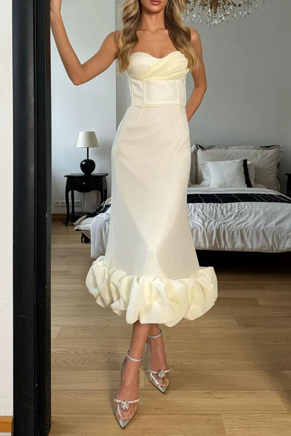 Spaghetti Strap Sweetheart Ruffle Hem Mermaid Midi Dress - View 14