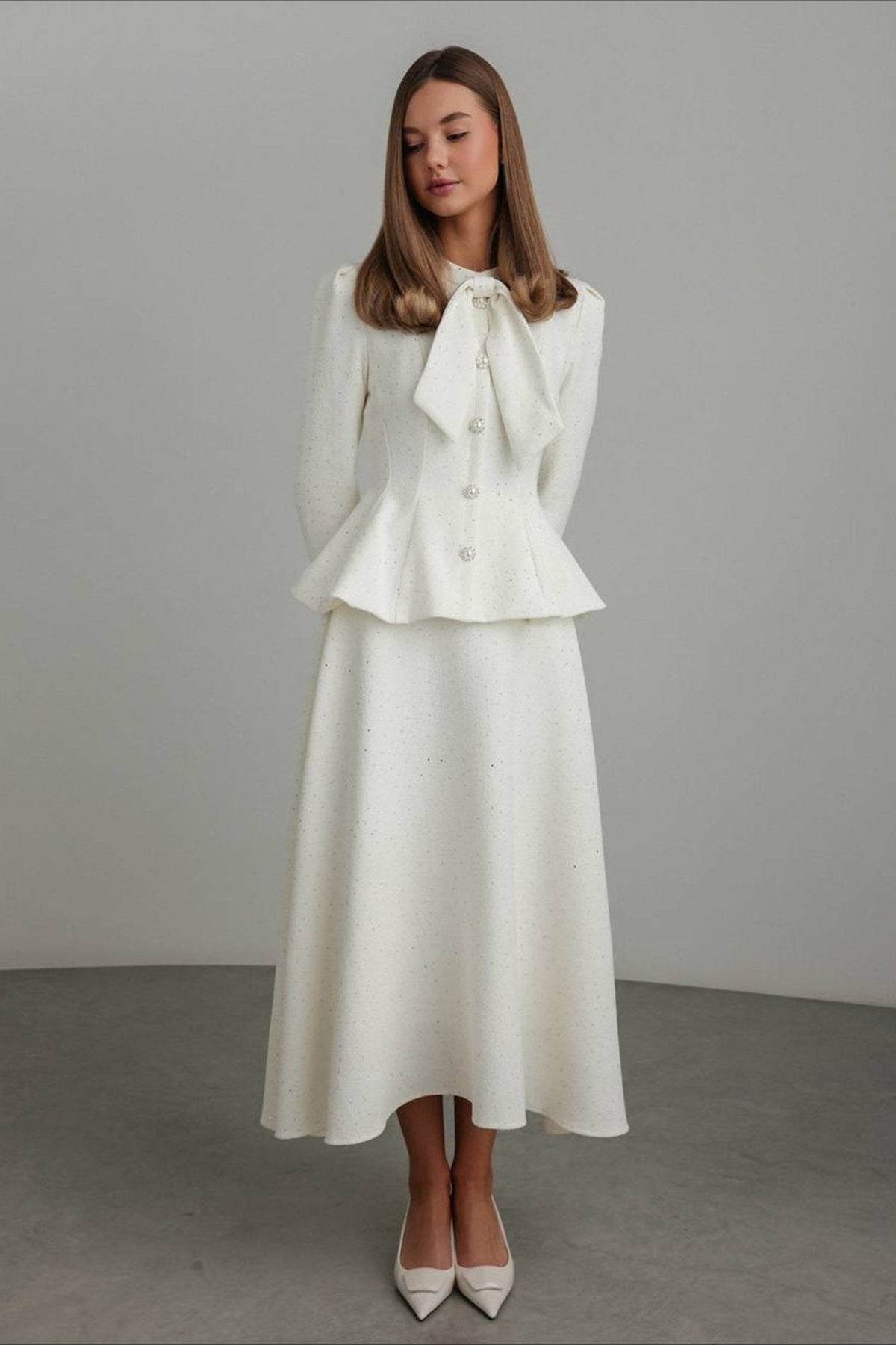 Sequin Tweed Bodycon Skirt Tweed Suit Set