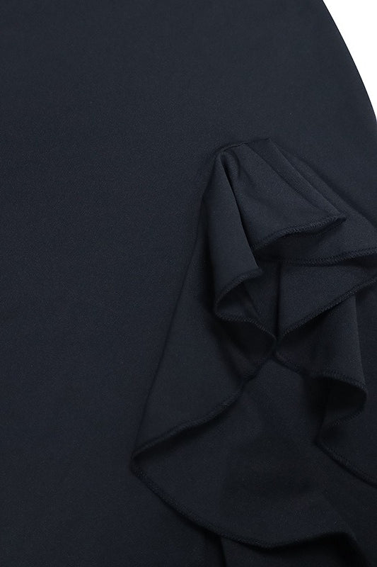 Strapless Ruffle High Slit High Low Maxi Dress - View 13