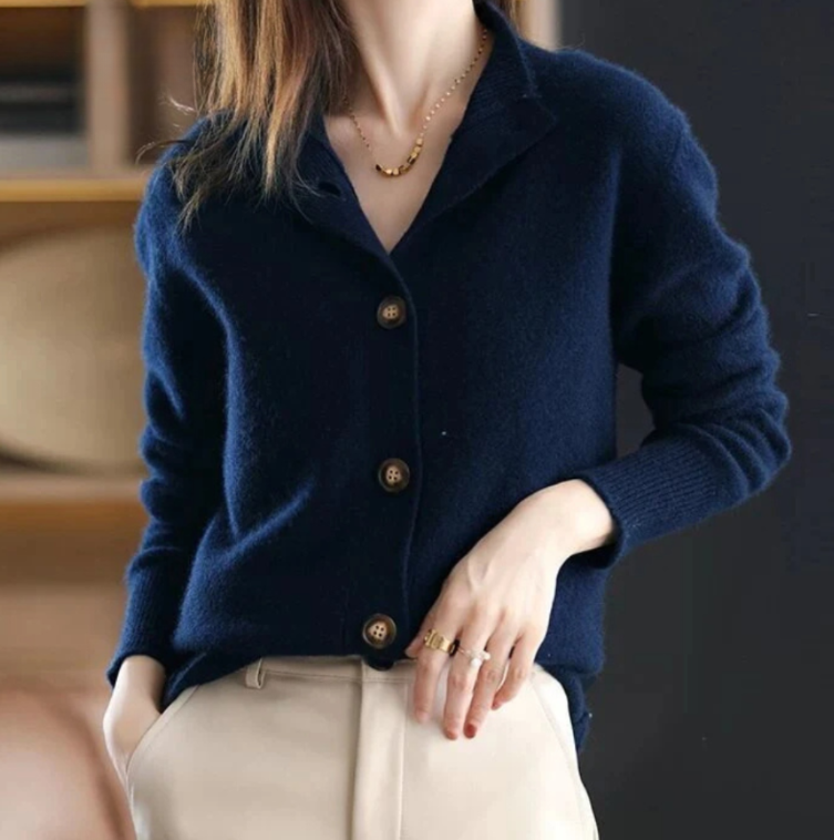 Collared Button Front Knit Cardigan 4