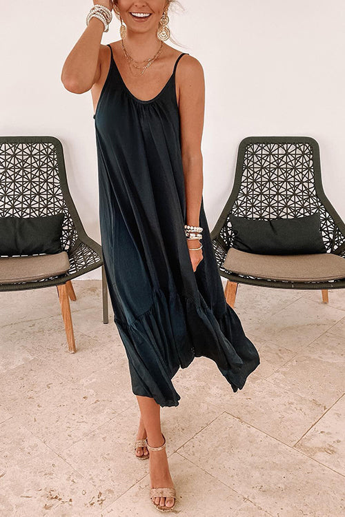 Spaghetti Strap V-Neck Tiered Ruffle Hem Maxi Dress 26