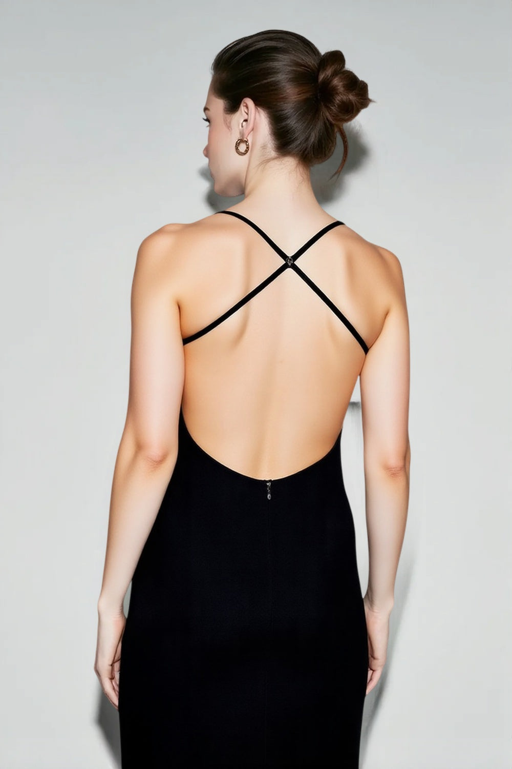 Spaghetti Strap Open Back High Split Maxi Dress 3