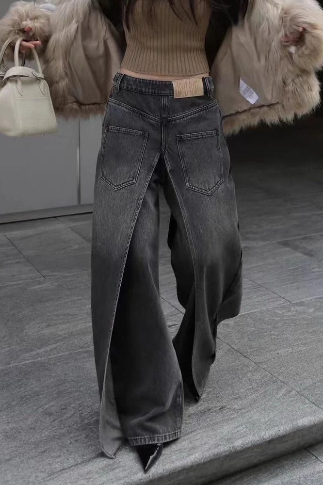 Reversible Deconstructed Wide Leg Jeans